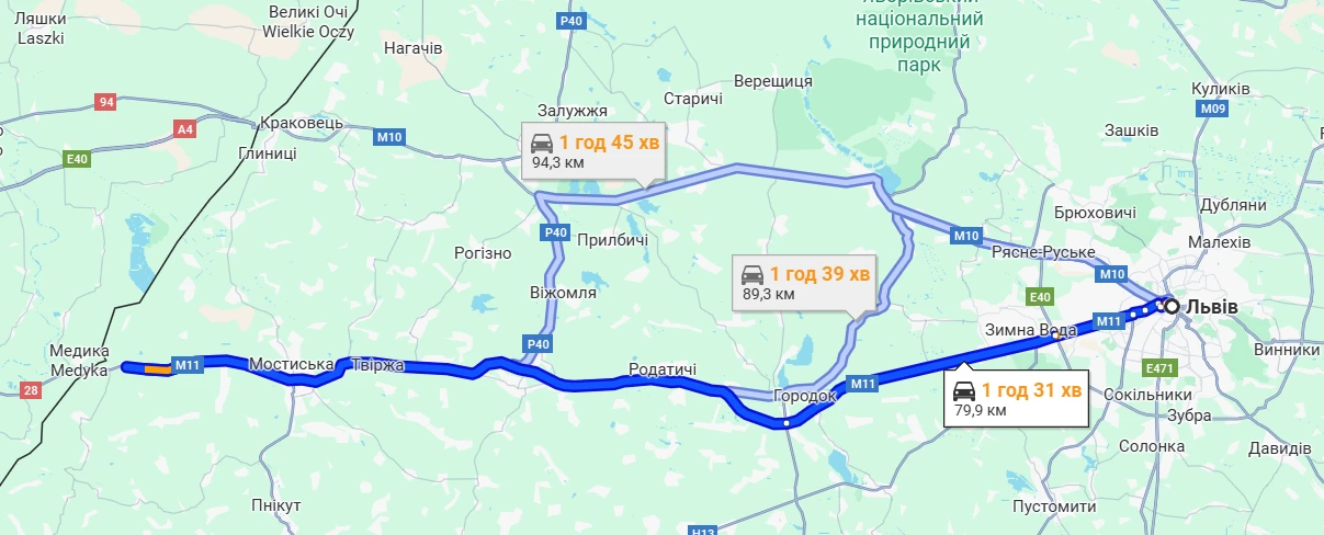 маршрут Львов — Шегини