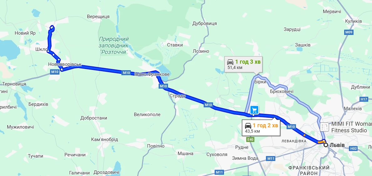 маршрут Львов — Старичи